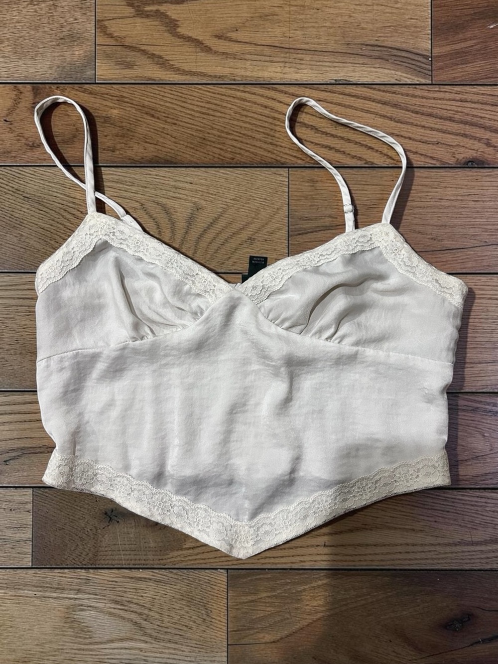 Wild Fable Women’s White Lace Trim Corset Cami Crop Top Size S Smocked Back